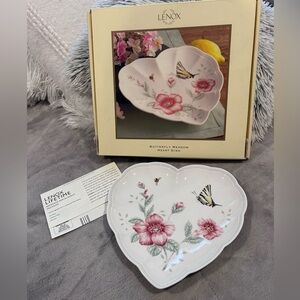Lenox Butterfly Meadow Heart Dish with Pink Flowers